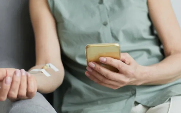 Woman in an IV infusion treatment.